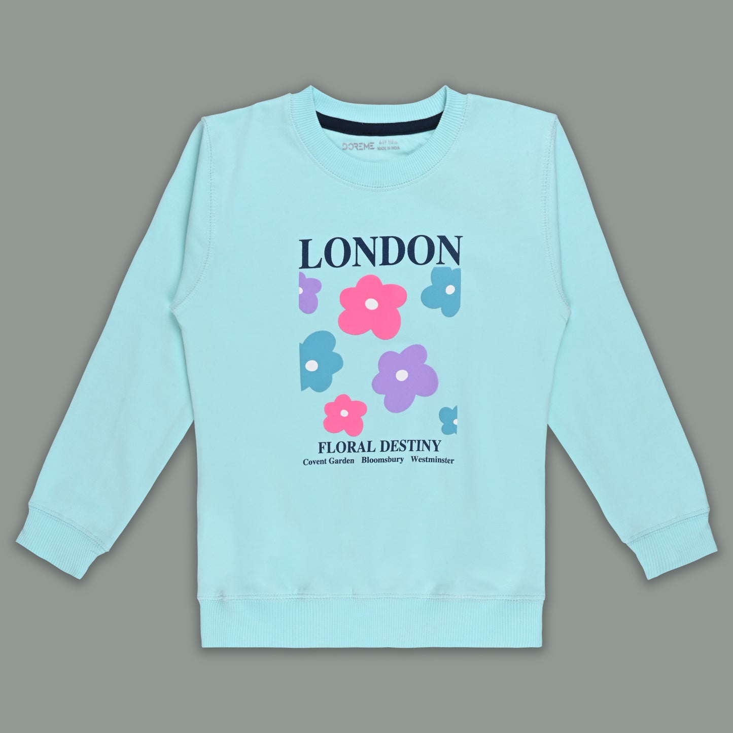 Girls  Cotton Blend Sweatshirt – Floral Print Winter Wear