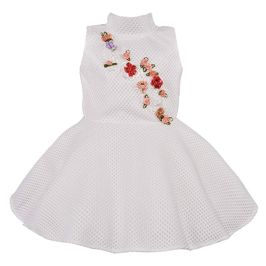Girls Soft Net Knee length Fit and Flare Dress