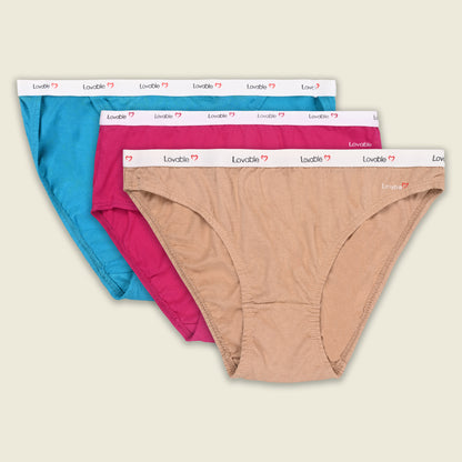 Women’s Cotton Blend Mid-Rise Briefs – Pack of 3