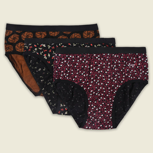 Women’s Cotton Blend Printed Mid-Rise Briefs – Pack of 3