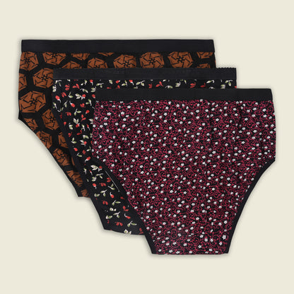 Women’s Cotton Blend Printed Mid-Rise Briefs – Pack of 3