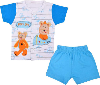 Wishkaro Baby Boys Party(Festive) T-shirt Shorts  (bt10blu)