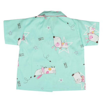 Wish Karo Cotton Printed Top & Bottom Pajama Set Night Dress for Boys & Girls-(ND11lb)