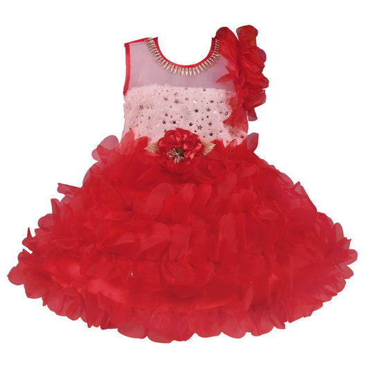 Baby Girls Party Wear Dress Birthday Frocks For Girls fe2709rd - Wish Karo Party Wear - frocks Party Wear - baby dress