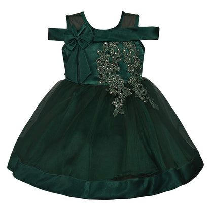 Green Embroidered Birthday Dress for Girls - Satin - (bxa232grn)