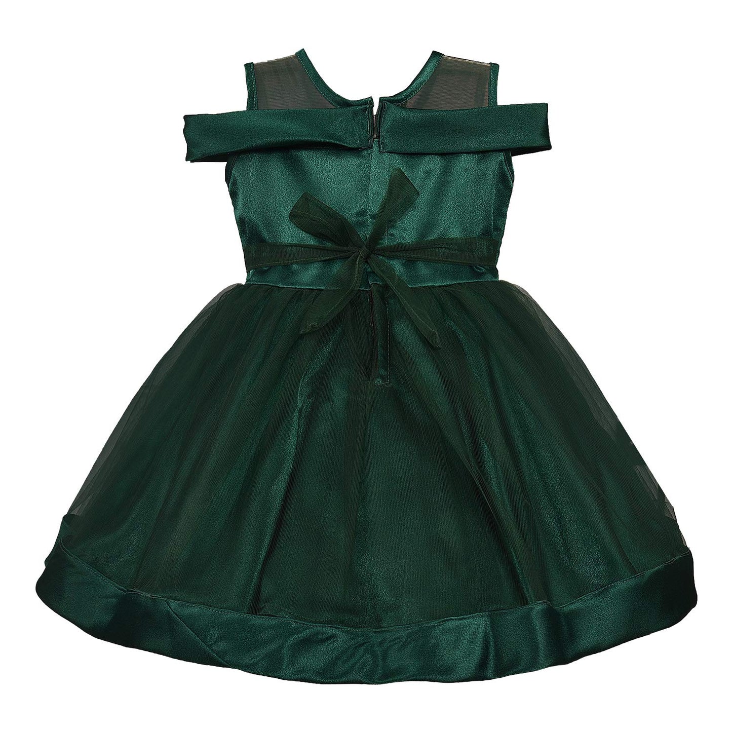 Green Embroidered Birthday Dress for Girls - Satin - (bxa232grn)