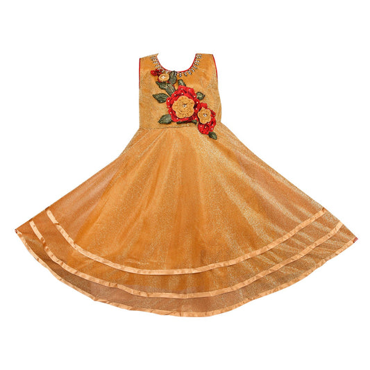 Girls Party Wear Long Dress Birthday Gown for Girls LF135gold