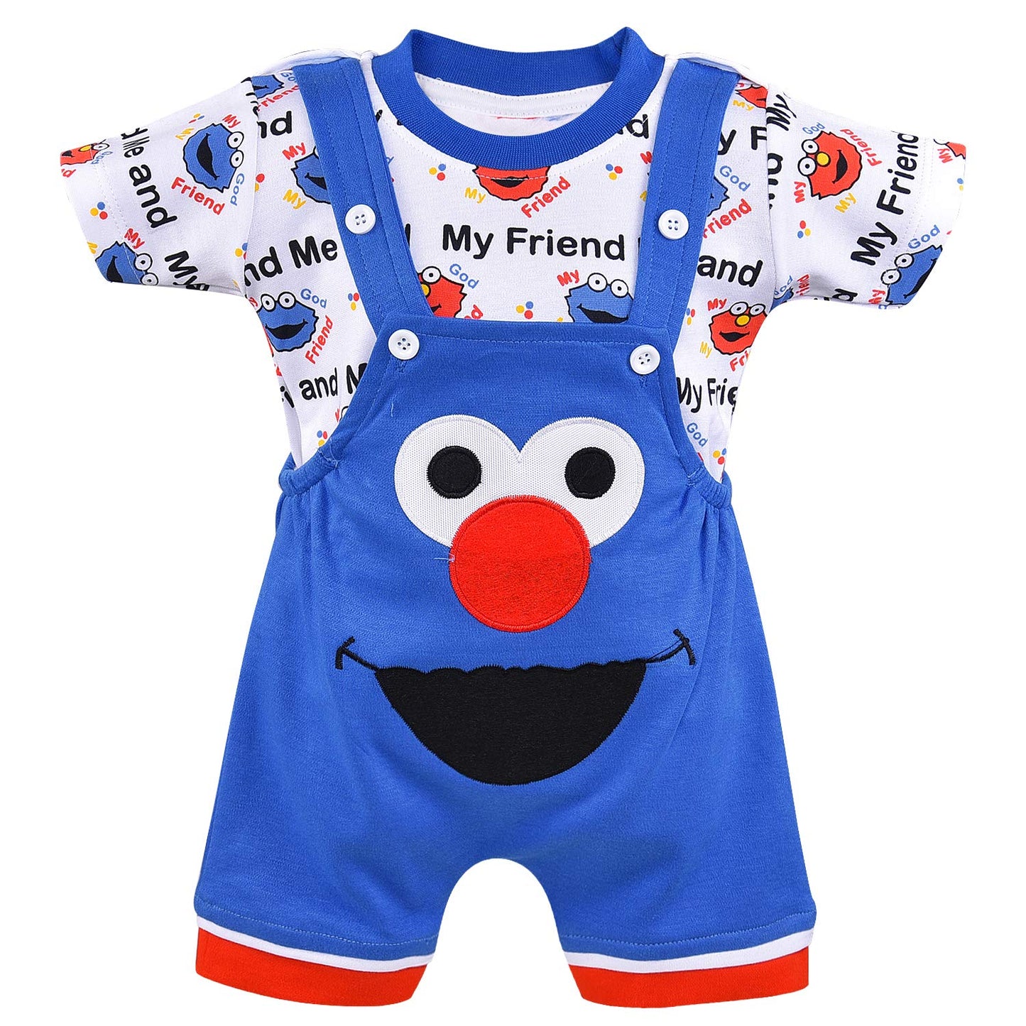 Wish Karo Unisex Dungaree Dress for Baby Boys-Baby Girls-(bt35blu)