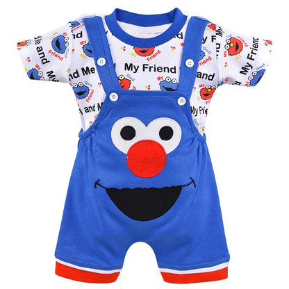 Wish Karo Unisex Dungaree Dress for Baby Boys-Baby Girls-(bt35blu)