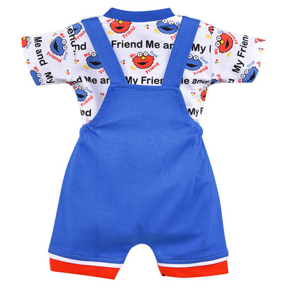 Wish Karo Unisex Dungaree Dress for Baby Boys-Baby Girls-(bt35blu)