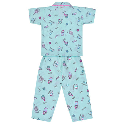 Unisex Printed Top and Bottom Pyjamas Night Dress
