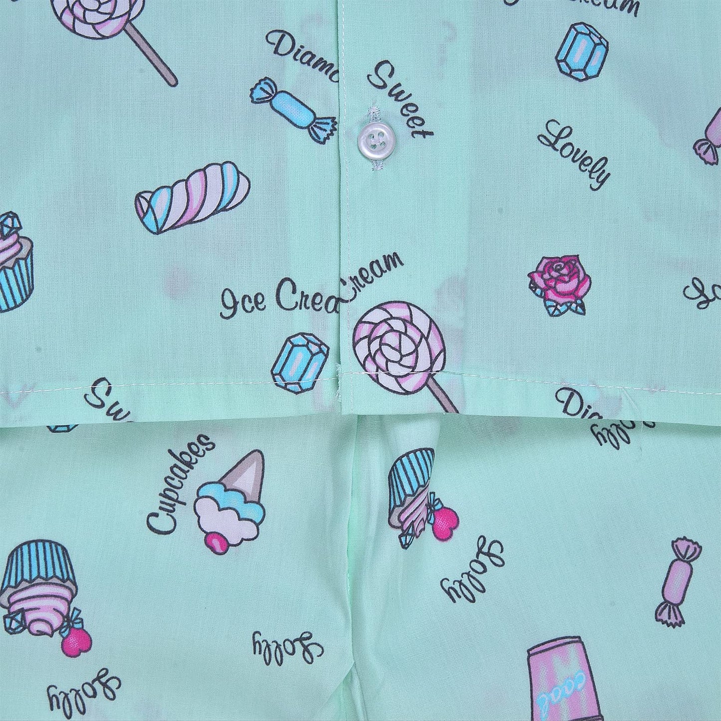 Wish Karo Cotton Night Dress Top & Bottom Pajama Set for Girls-(ND35sgnw)