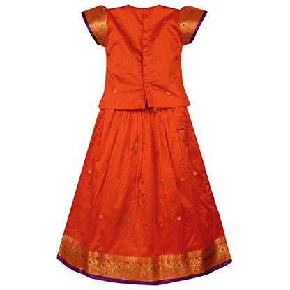Girl's Traditional Art Silk Stitched Lehenga Choli-gc205org