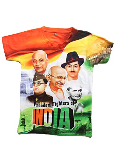 Wish Karo | Boys Printed T-Shirts Multi-Color for Boys Freedom Fighters - (T1100c)