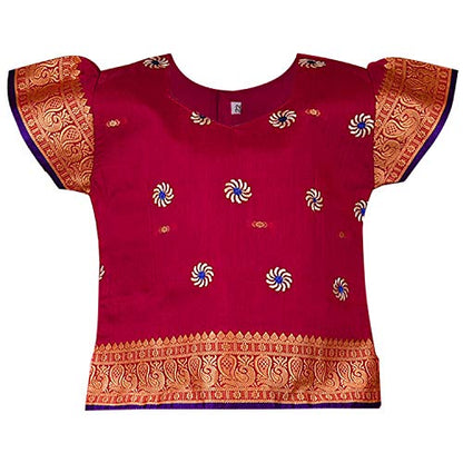 Girl's Traditional Art Silk Stitched Lehenga Choli for Girls-gc203mrn