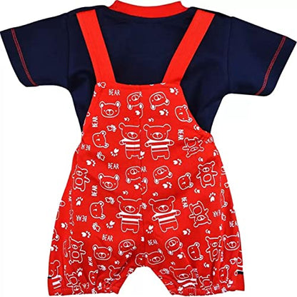Wish Karo Baby Boys Red T-shirt And Dungaree For Boys-(bt32nbrd)