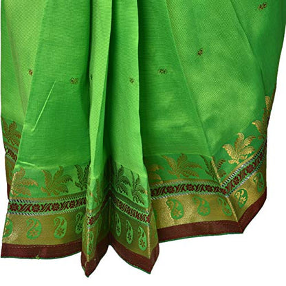 Traditional Art Silk Stitched Saree for Girls-sr01grn