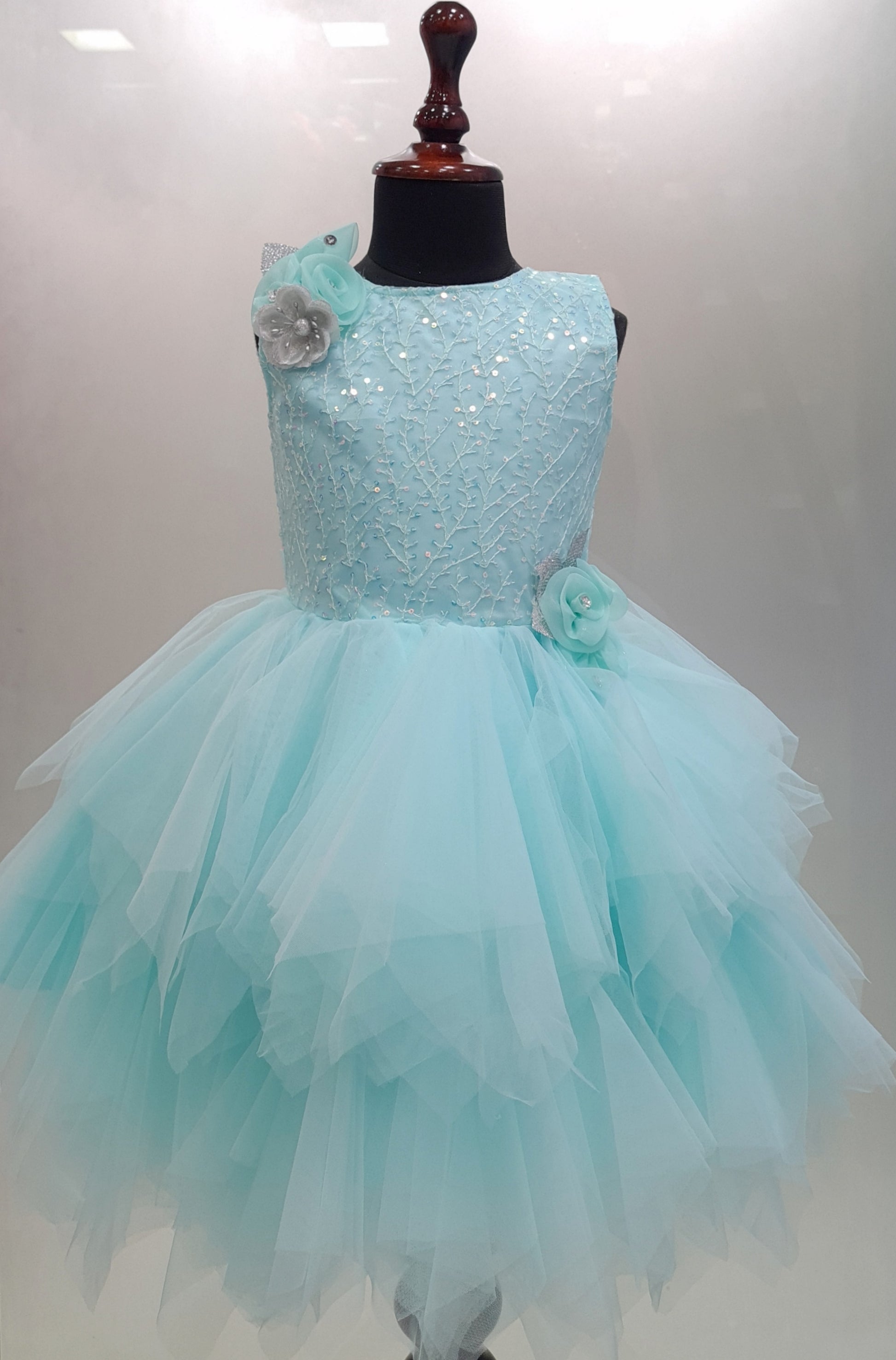 Baby Girls Cotton Frock Dress for Girls-(bxa416Lblu) - Wish Karo  - frocks  - baby dress