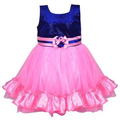 Baby Girls Party Wear Frock Dress fr130pnk -  Wish Karo Dresses