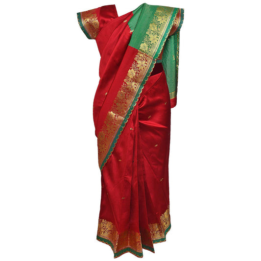 Traditional Art Silk Stitched Saree for Girls-sr01mrn