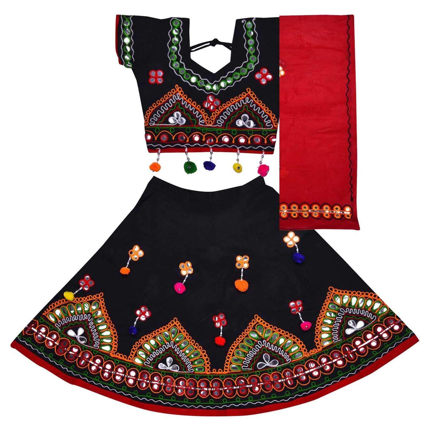 Girl's Cotton Ghaghra Choli, Leghnga Choli, Chania Choli 143blk -  Wish Karo Dresses