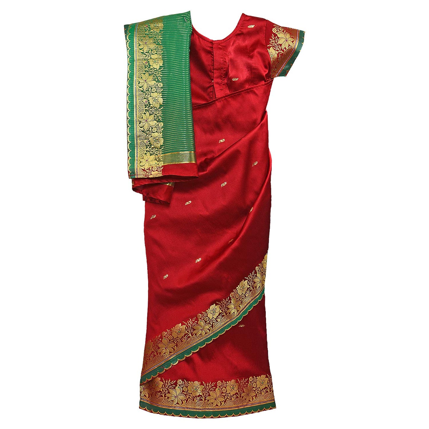 Traditional Art Silk Stitched Saree for Girls-sr01mrn