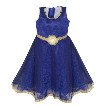 Girls Long Frock LF121blu -  Wish Karo Dresses