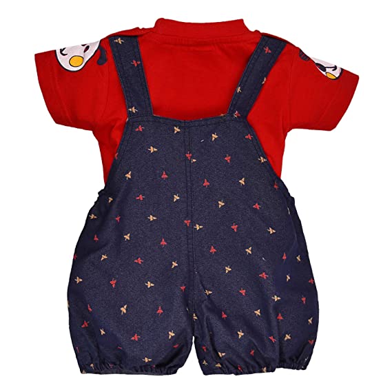Wish Karo Unisex Cotton Animal Print T-Shirt and Short Set for Baby Boys - Baby Girls(Bt11rd)