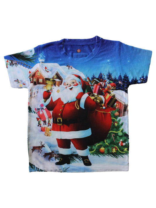 Wish Karo | Boys Santa Claus Tshirt Multi-Color