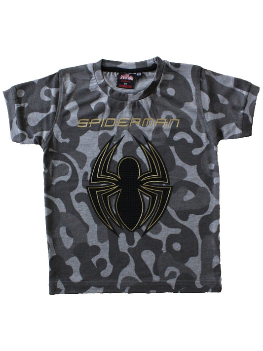 Wish Karo | Boys Spiderman Camouflage Tshirt Grey