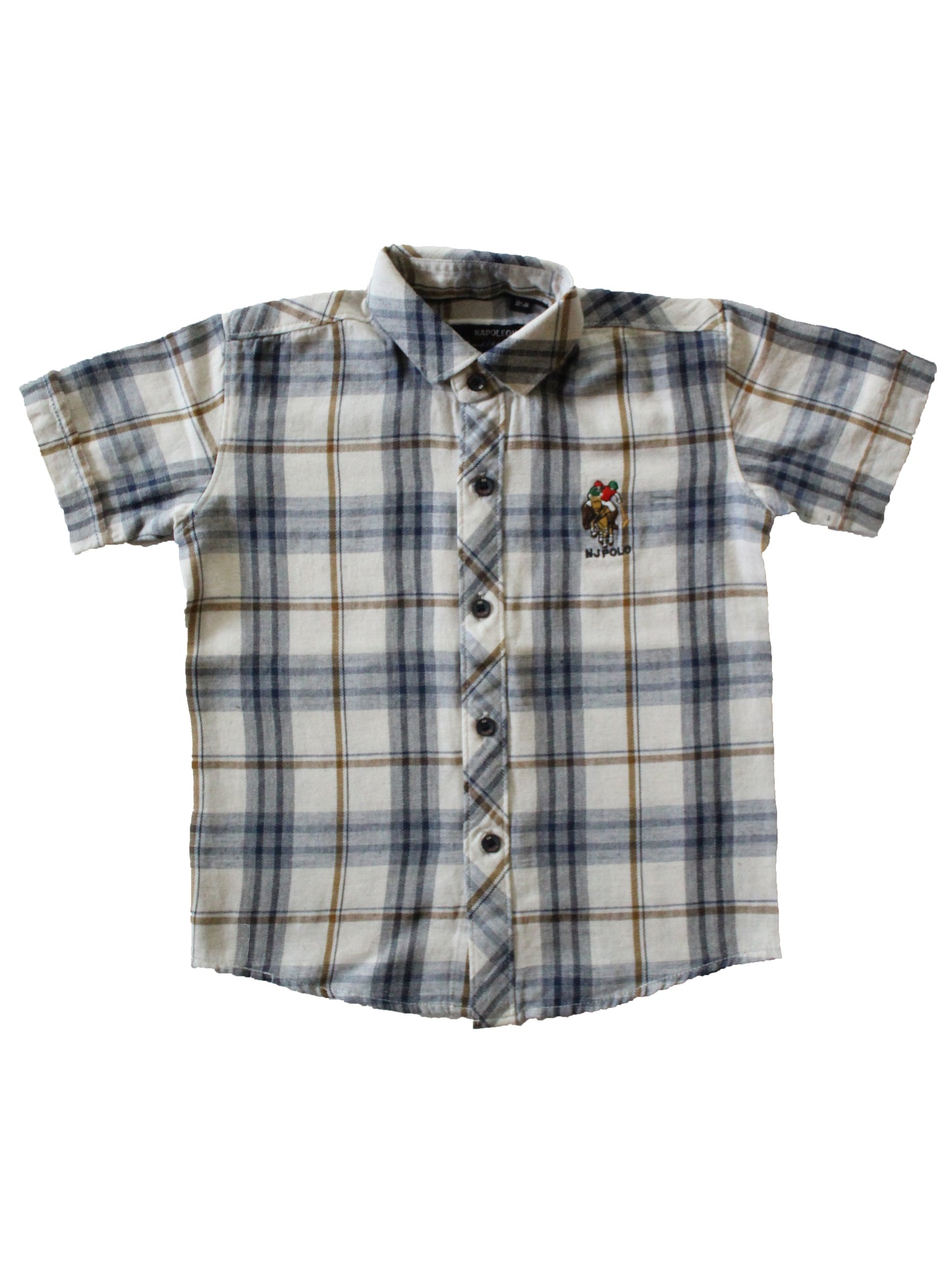 Wish Karo | Boys Checked Shirt White & Blue