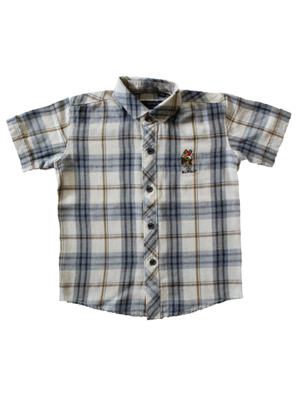 Wish Karo | Boys Checked Shirt White & Blue
