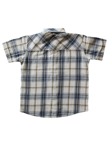 Wish Karo | Boys Checked Shirt White & Blue