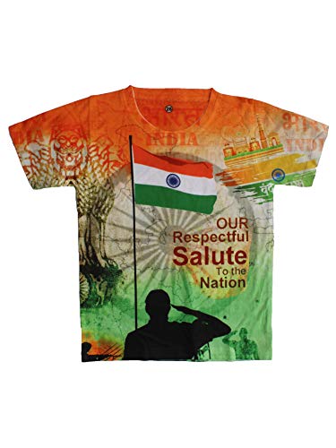 Wish Karo Boys T-Shirt இந்தியக் கொடி அச்சிடப்பட்டது (T1101e)
