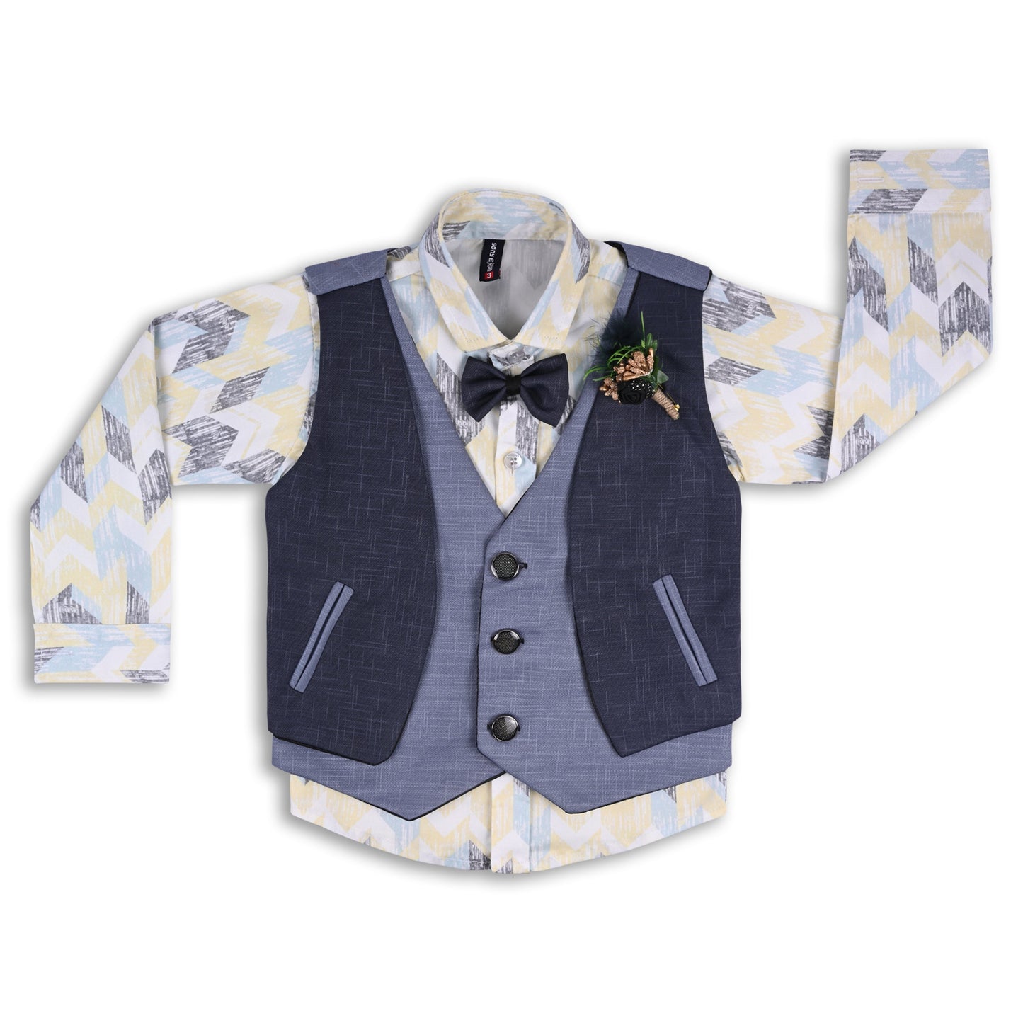 Wish Karo Shirt With Waistcoat And Pant For Boys (bsp006y)