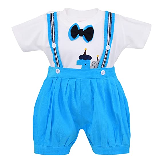 Wish Karo Baby Boys T-Shirt And Dungaree For Boys-(bt502blu)