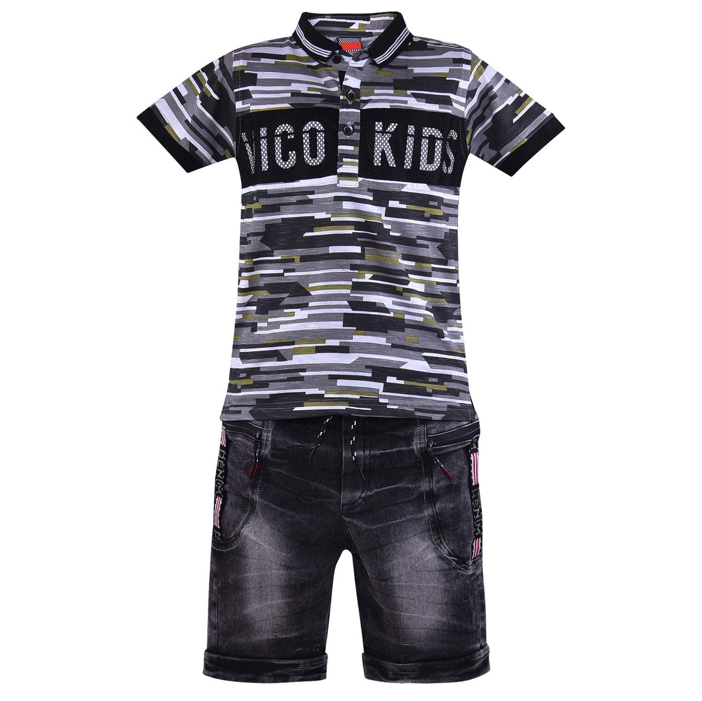 Wish Karo Boys T-Shirt and Short Clothing Set-(bt58) (Grey)