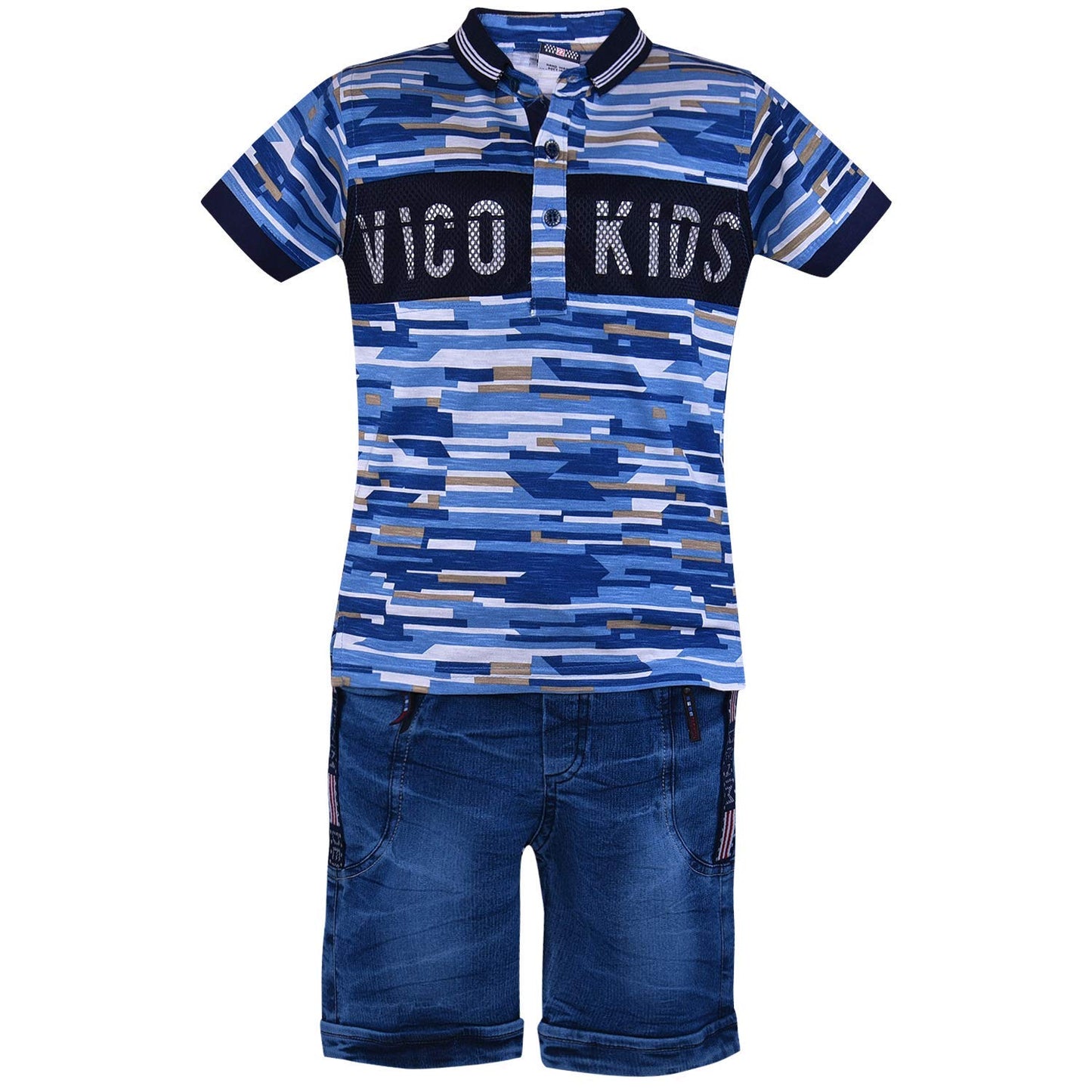 Wish Karo Boys T-Shirt and Short Clothing Set-(bt58) (Blue)