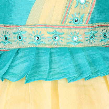 Girls A-Line Embellished Attached Dupatta Dress