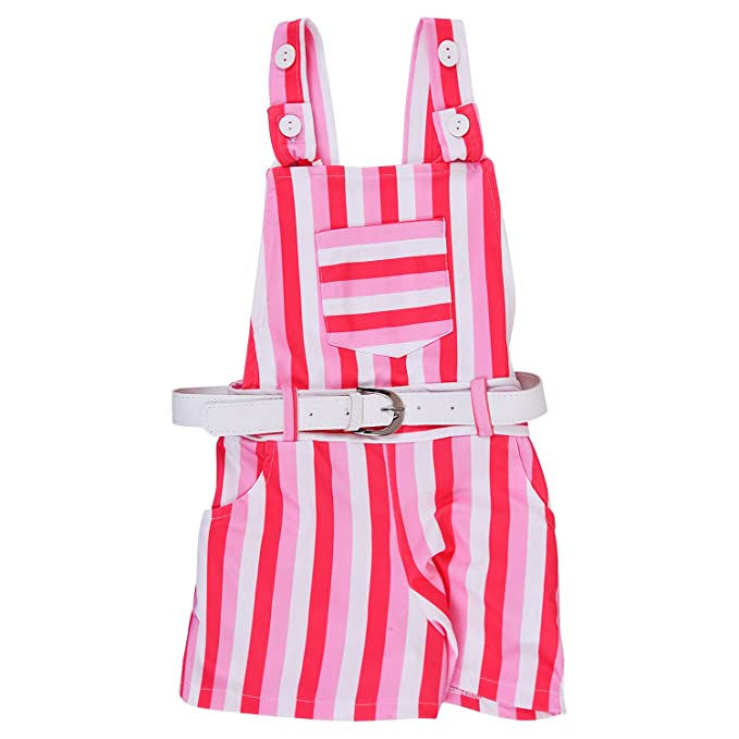 Wish Karo Baby Girls Dungaree Dress for Girls-(csl296pnk)