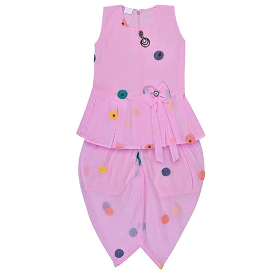 Wish Karo Baby Girls Top and Dhoti Pant Dress For Girls-(csl303bpnk)