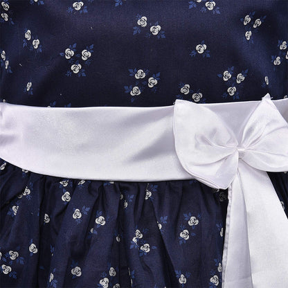 Girls Floral Bow Cotton Casual Dress