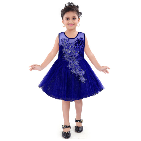 Baby Girls party wear Frock Dress Fe1051blu - Wish Karo Party Wear - frocks Party Wear - baby dress