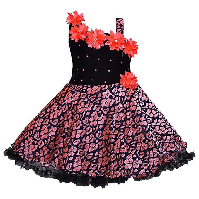 Girls partywear frocks dress With Flower Designed