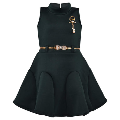 Wish Karo Baby Girl's A-Line Knee Length Dress(fe2438grn)