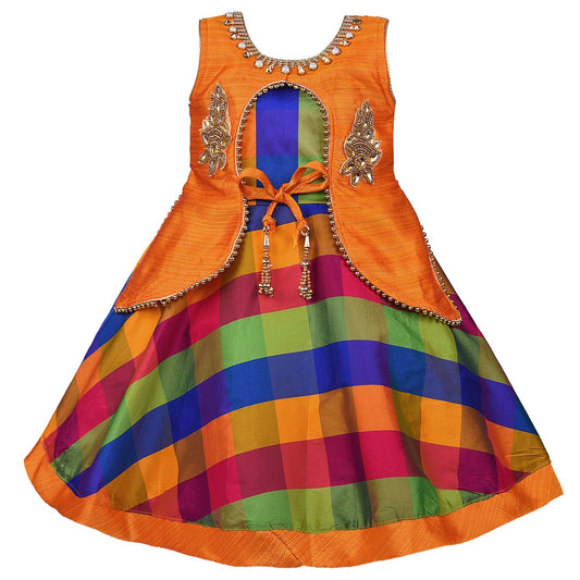 Wish Karo Baby Girls Frock Birthday Dress for Girls - Satin - (fe2685org)