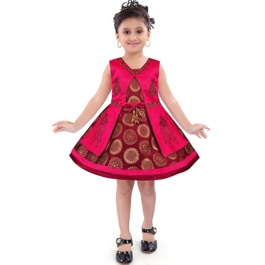 Wish Karo Baby Girls Partywear Frocks Dress For Girls (fe2767pmrn)
