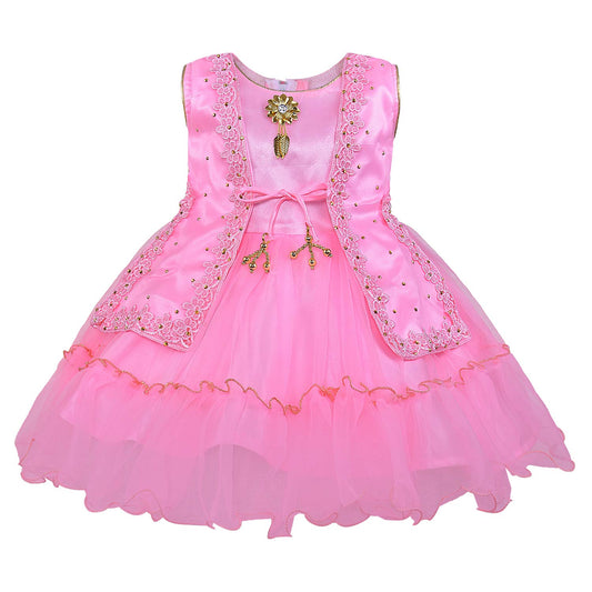 Girls Partywear Frocks Dress For Girls (fe2773pnk)