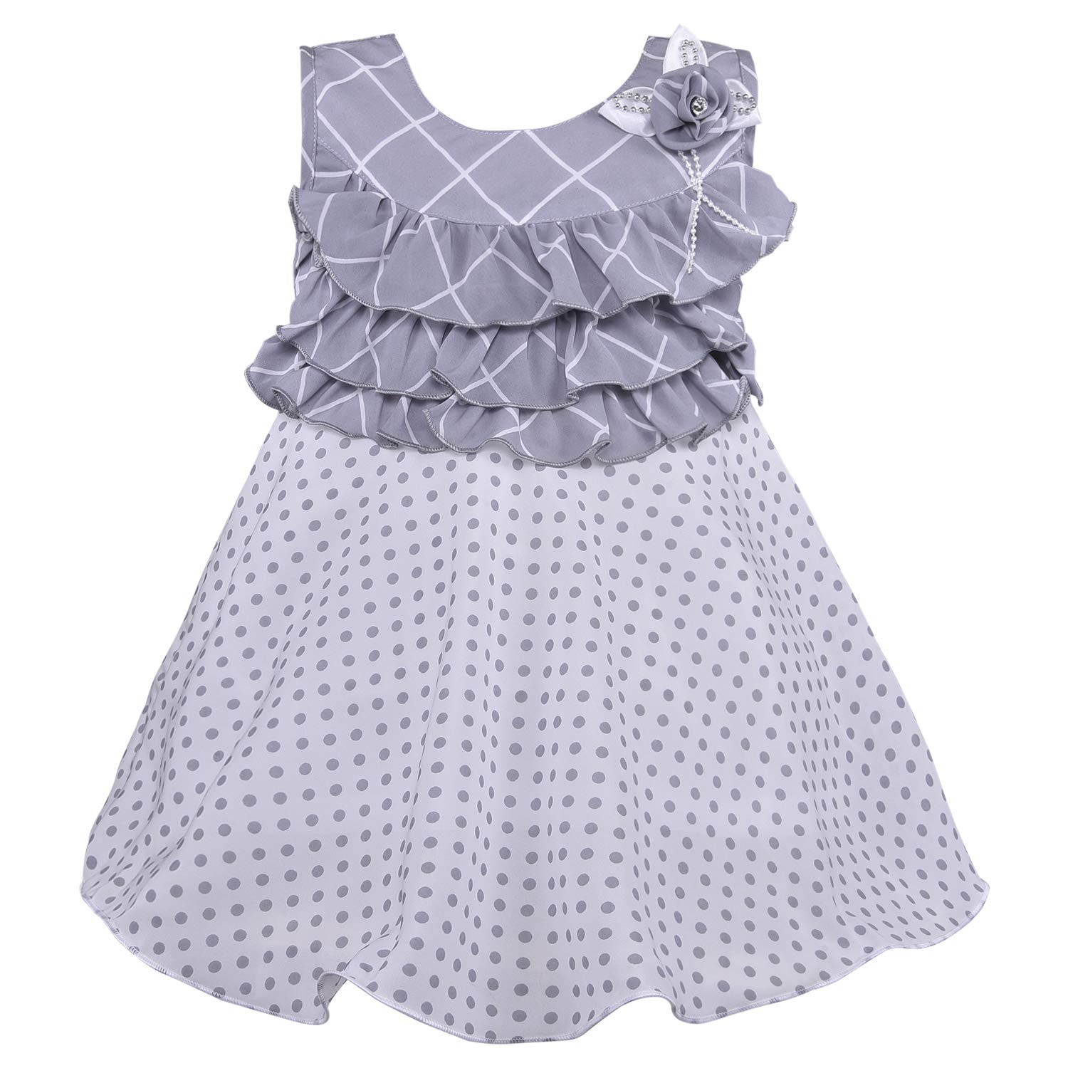 Baby Girls Dress Frock-fe2813gry - Wish Karo Party Wear - frocks Party Wear - baby dress