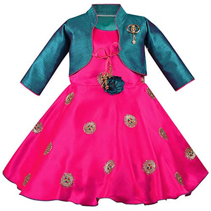 Wish Karo Baby Girls Frock Dress with Jacket-(fe2911pnk)